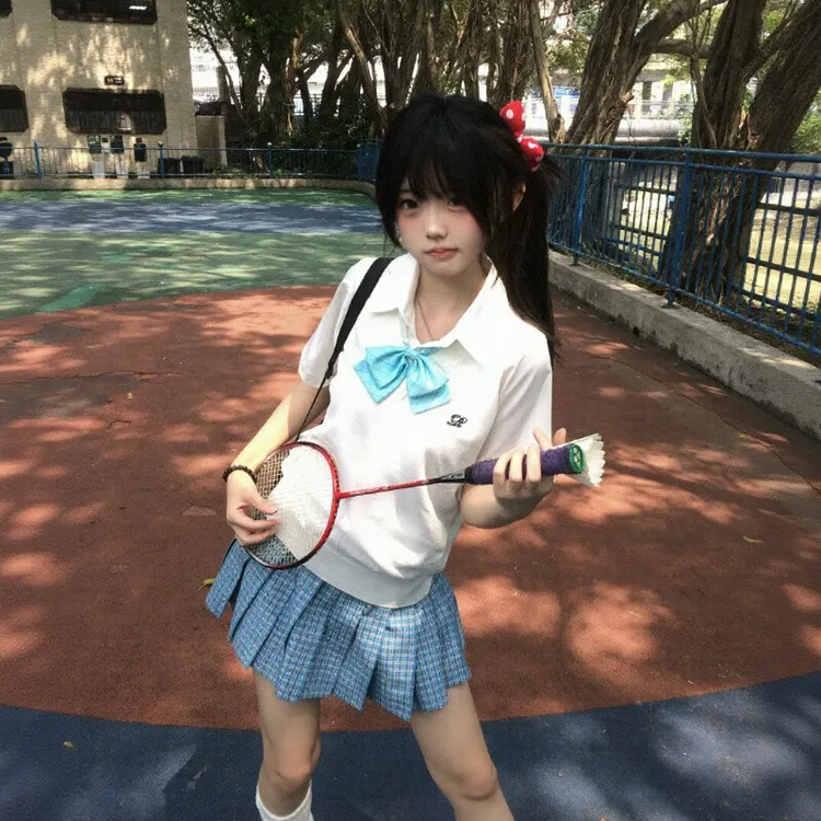 水济中马甲假两件/原创JK学院风针织毛衣背心马夹日系秋冬校供感