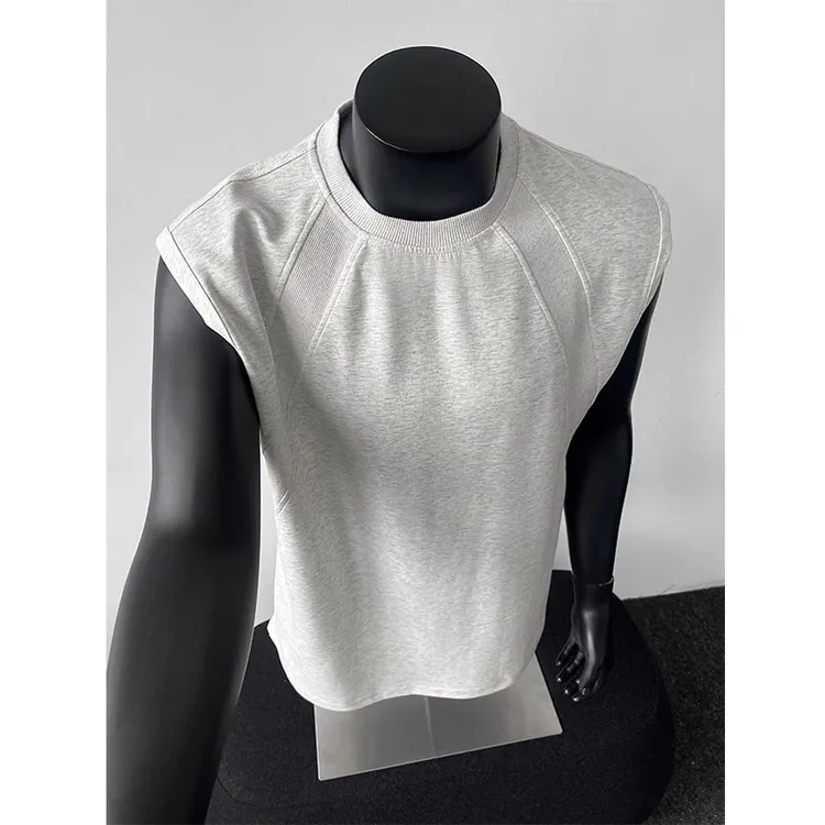 美式太空棉空气层拼接短袖t恤夏季boxy硬挺抗皱半袖重磅廓形汗衫