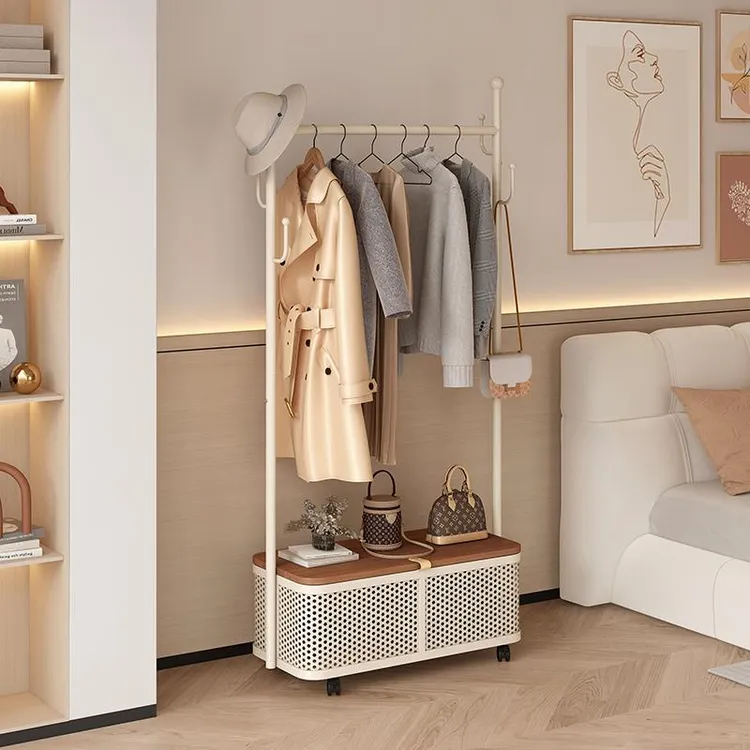 卧室落地式挂衣架床边晚上放衣服神器衣帽架入户衣服置物架神器架