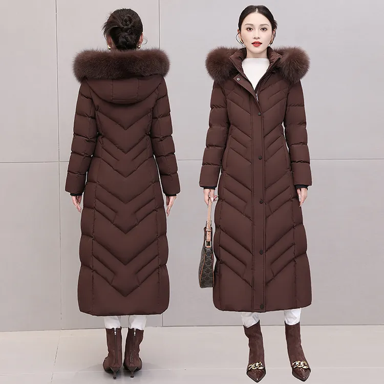  2025新款冬季羽绒服长款收腰修身加厚显瘦过膝保暖95白鸭绒外套