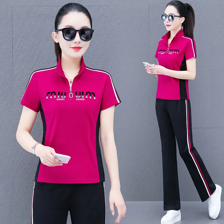 2025休闲运动套装大码时尚女士跑步跳舞冰丝运动服女士运动服套装