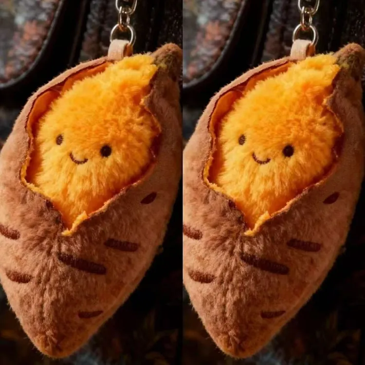 新款烤红薯公仔毛绒挂件钥匙扣秋冬烤蜜薯玩偶娃娃书包挂饰送礼物