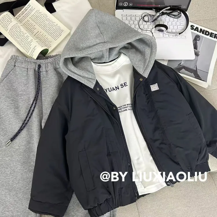 杭州六小六正版BY LIUXIAOLIU秋冬季儿童假两件棉服外套17609