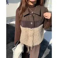 橘子树在哪儿小香风拼接复古风翻领排扣夹克撞色无袖短款小众马甲