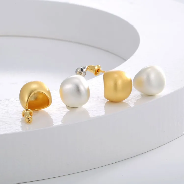 韩式冷淡风拉丝简约耳钉女S925银针通勤百搭耳饰