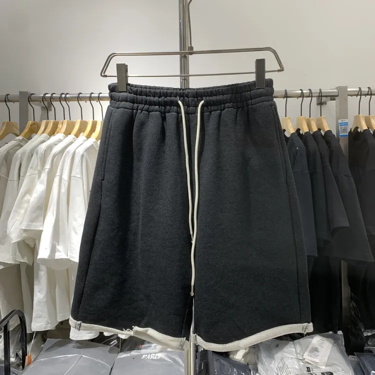 定制款重磅400克男短裤毛圈美式复古水洗刮烂纯棉做旧百搭直筒裤