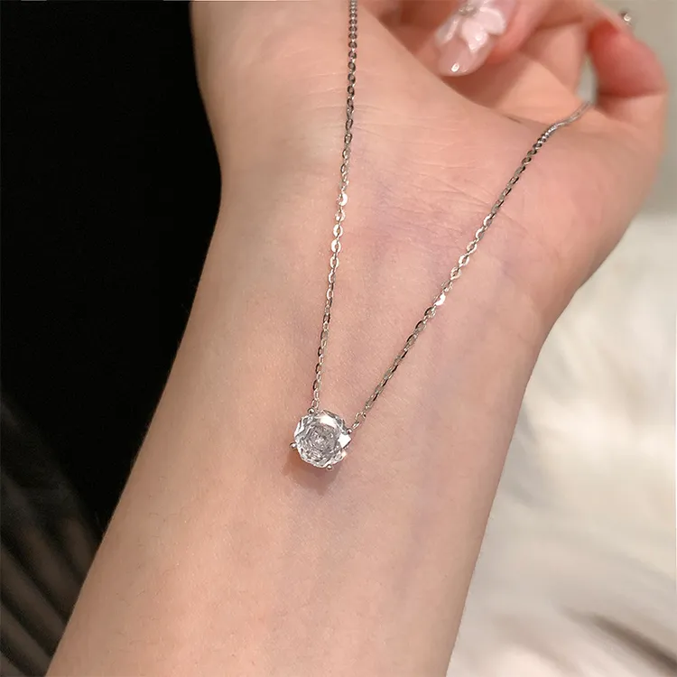 坠链均925银 玫瑰纯银项链女气质轻奢小众高级感生日礼物送女朋友