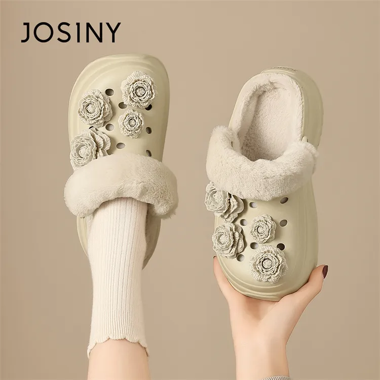 卓诗尼精致高颜值仙气拖鞋女秋冬外穿厚底增高小个子防滑洞洞拖鞋