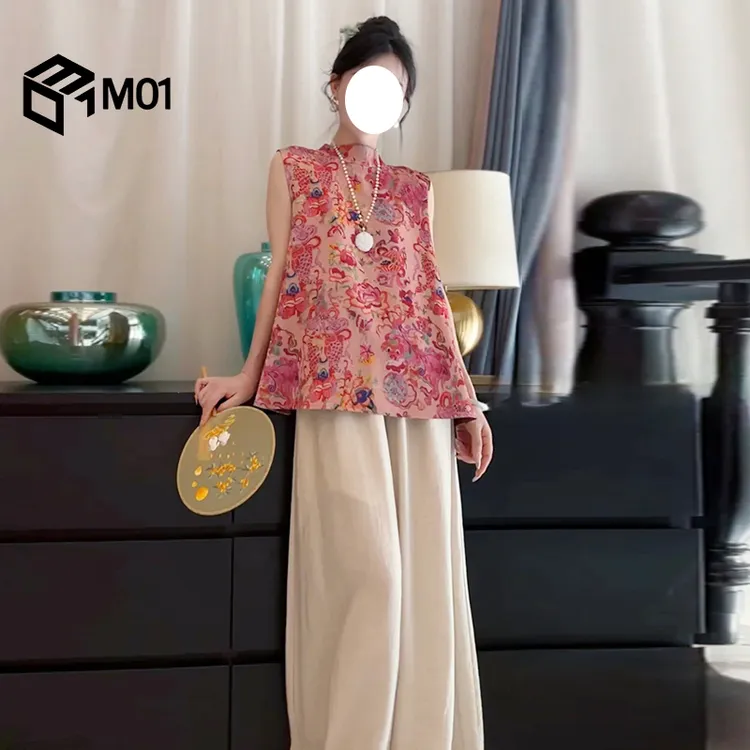 M01新中式国风马甲背心女夏季新款休闲宽松高级感无袖绝美上衣薄