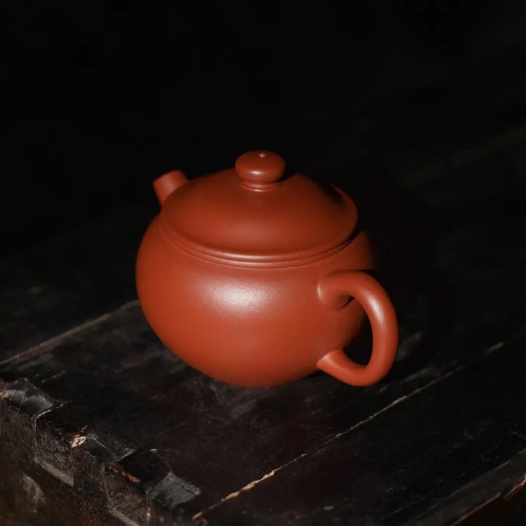 原矿朱泥巨轮珠精工半手紫砂壶大容量小品泡茶壶家用红泥茶具150c