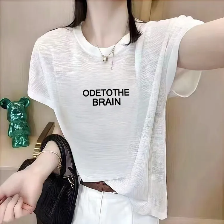 竹节棉短袖圆领大码T恤夏季新款宽松显瘦休闲百搭韩版减龄上衣女T