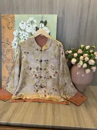 水如画【秋词】重工系列秋季新中式国风圆领气质宽松长袖衬衫上衣