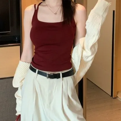 美背交叉吊带辣妹背心女2025新款外穿带胸垫内搭显瘦打底抹胸夏季