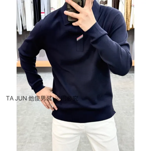 *他俊*新款设计款商务休闲百搭翻领针织polo衫  78580