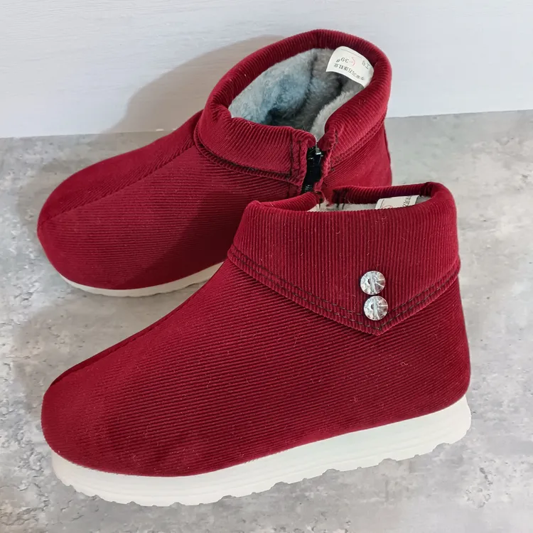 女士搭扣手工经典保暖棉鞋冬季纽扣棉鞋