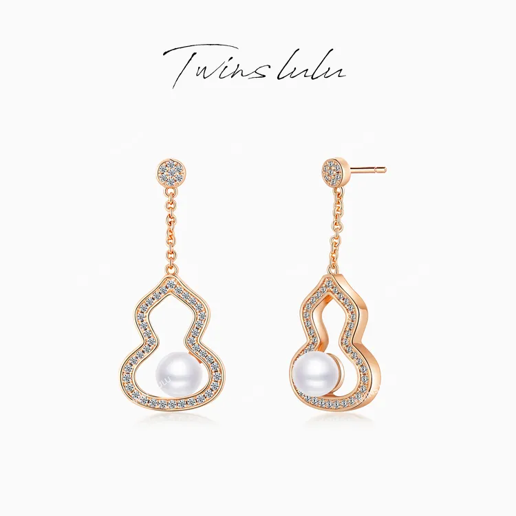 TWINS LULU镀K金新年款小众礼物送女友百搭葫芦珠珠耳环TSL2281
