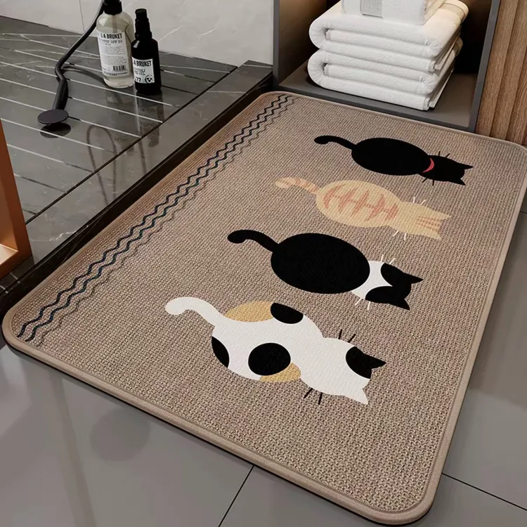 亚麻编织浴室地垫门口防滑垫子脚垫吸水垫洗手间亚麻入户门垫