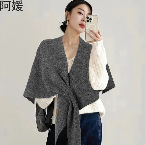 色成人保暖简约女护肩护颈围巾时尚秋季百搭韩版网红披肩
