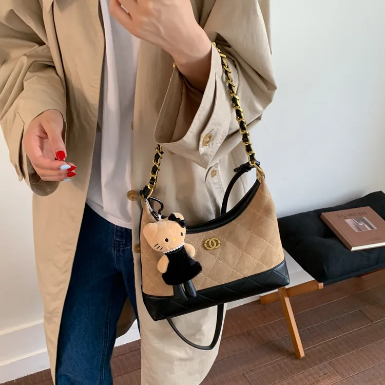 [So]复古小香风磨砂腋下包2025爆款高颜值时尚百搭单肩月牙斜挎包