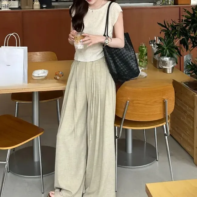 松弛裤～夏季显瘦高腰休闲裤