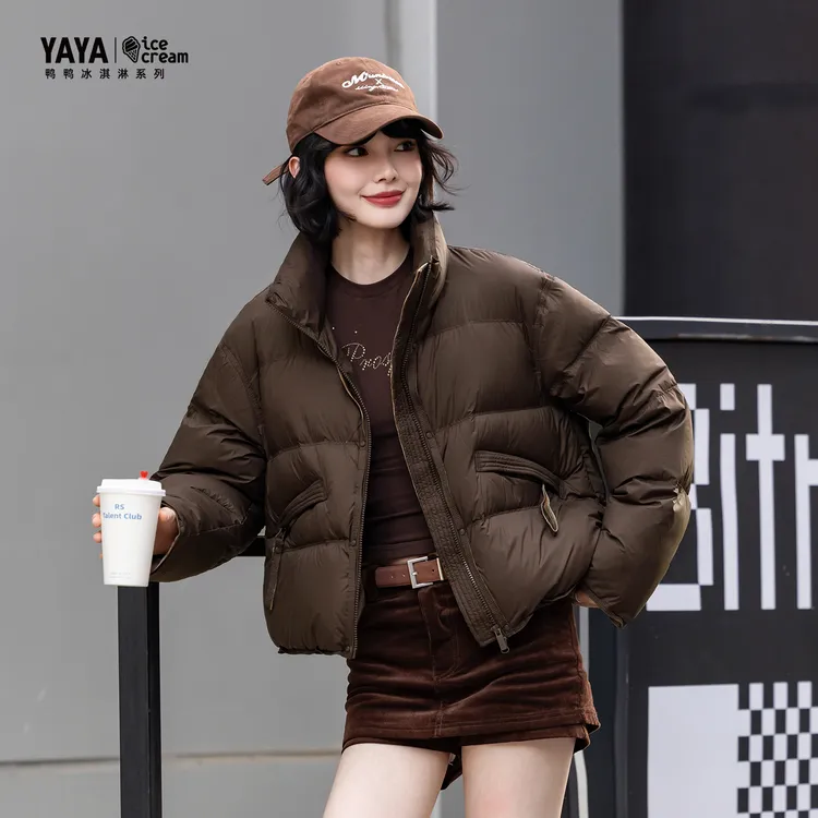 YAYA/鸭鸭羽绒服女款爆款2025新款正品冰淇凌系列新国标90绒外套