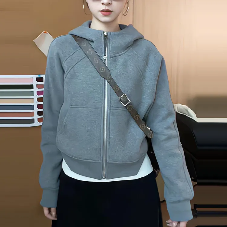 春季新款港风小个子连帽卫衣开衫外套女韩版休闲灰色长袖上衣女款