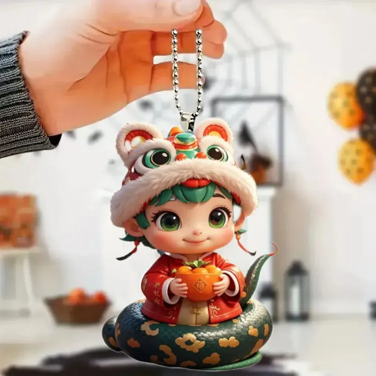 新款蛇年创意小青蛇背包汽车亚克力挂件可爱生肖蛇钥匙配件钥匙扣