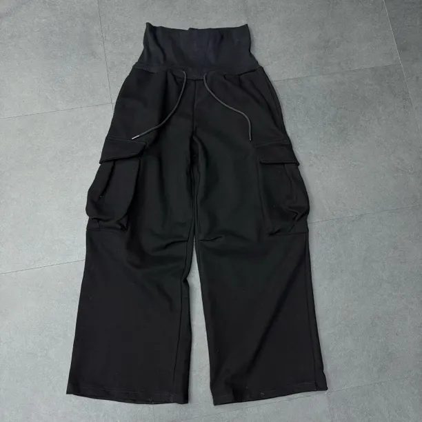 设计师宽松加绒工装直筒巨阔腿裤女工装卫裤1151