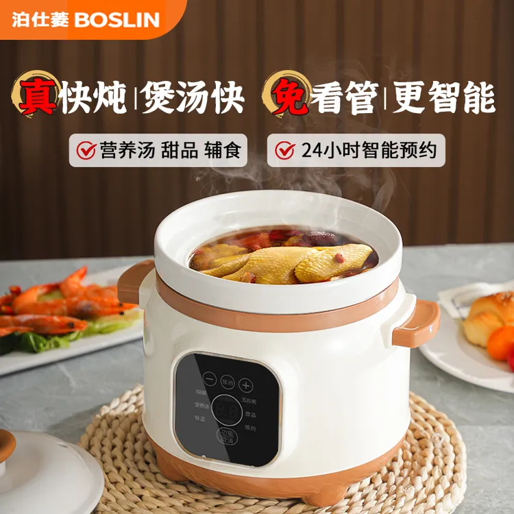 泊仕菱快炖陶瓷电炖锅全自动插电砂锅家用煲汤煲粥婴儿辅食锅DX