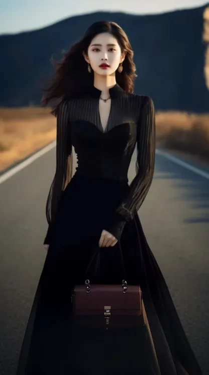 法式气质风情万种长裙气场强大高端精致高级感黑色网纱连衣裙