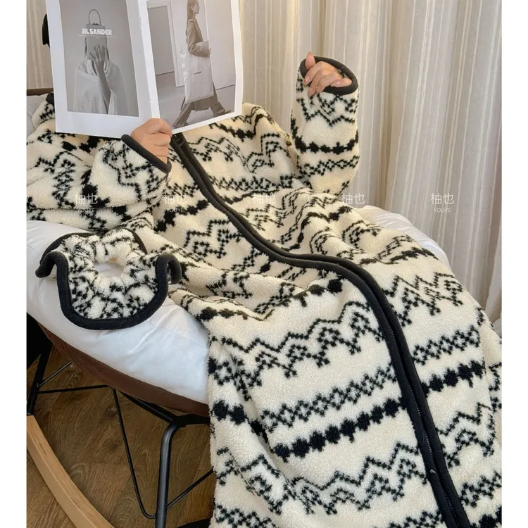 【北国雪夜】行走的被窝米粒绒长袍睡衣加厚冬季甜美可外出家居服