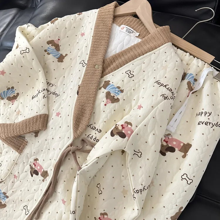 新中式空气棉月子服产后春秋加厚保暖孕妇睡衣秋冬哺乳喂奶衣套装