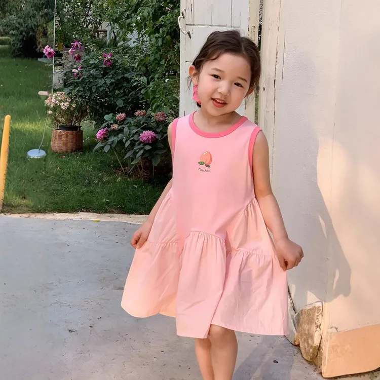 女童夏季无袖连衣裙2025新款童装韩版洋气蝴蝶结白色背心裙棉质裙