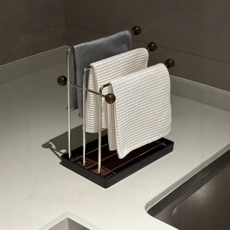 厨房抹布架免打孔洗碗布置物架台面海绵沥水架创意毛巾擦手巾挂架