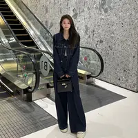 珩绣港风复古女时髦洋气短外套阔腿裤气质两件套24TZ098