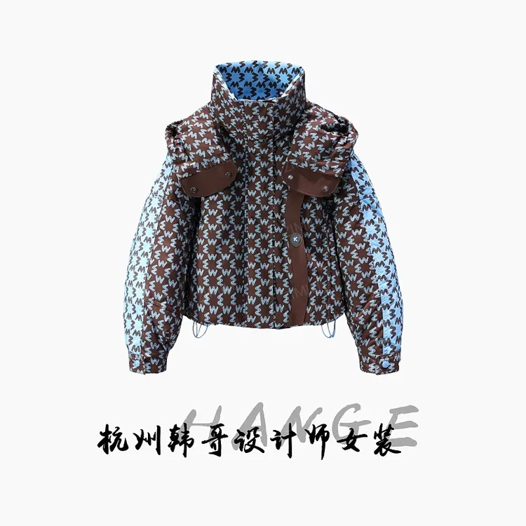 【韩哥女装】2025冬季新品栗棕色90绒高蓬松加厚连帽羽绒服265182-1