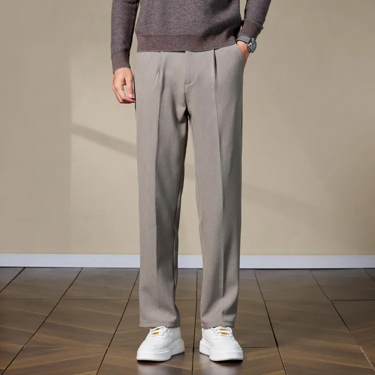 春秋休闲男士秋款休闲裤松紧腰免烫老钱风休闲裤西装裤宽松男裤
