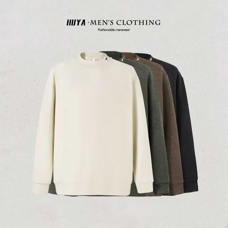 虎牙兄弟冬季卫衣双面雪花暖绒保暖刺绣小鲨鱼圆领打底男 K58011