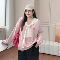DC8222大码女装【韩系甜美卫衣】秋季小马刺绣200斤遮肚子长袖上衣