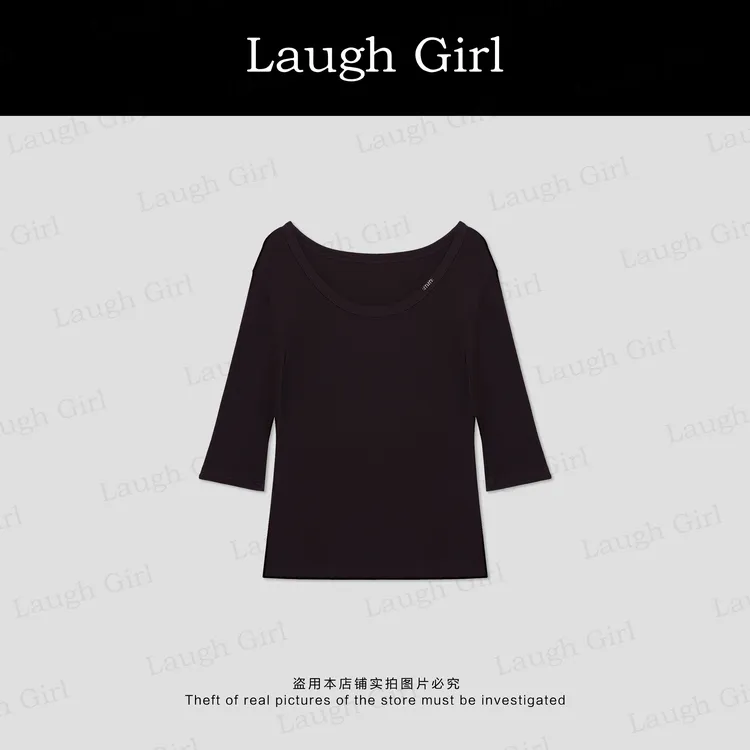楚楚君 Laugh girl【弧领雅衫】莱塞尔常规中袖秋T恤 TL53086J