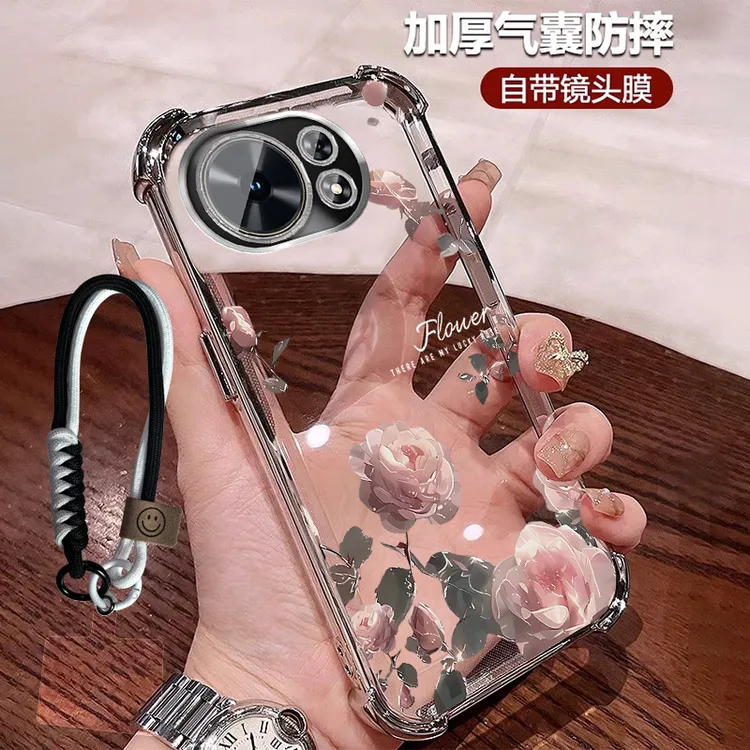 轻奢玫瑰适用华为麦芒40手机壳透明防摔软壳TYH651M 带镜头膜小众