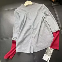 CS479秋装新款拼色袖针织打底衫女士