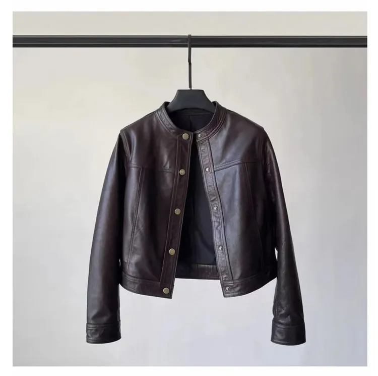 海宁皮衣女士短款立领机车服春季新款280