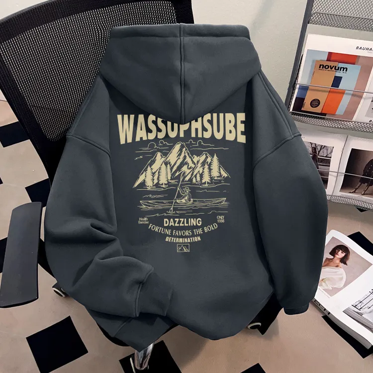 WASSUP HSUBE美式重磅潮牌连帽卫衣ins高街情侣宽松上衣秋冬新款