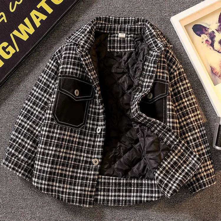 男童外套秋冬款新款儿童春季洋气夹棉棉衣男孩中大童加厚上衣