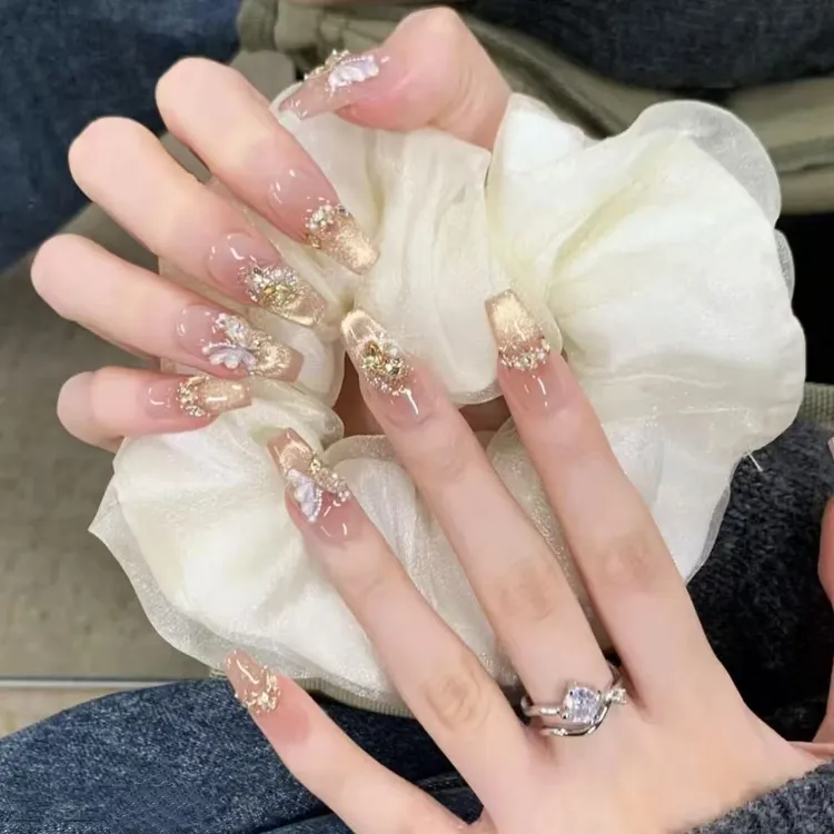 【鎏金蝴蝶】时尚清新纯欲高级感成品美甲穿戴式手工穿戴甲