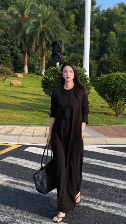 卢尚原创慵懒长袖连衣裙250316