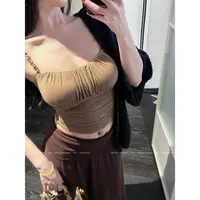 LIBAIYI 美女基础款/纯欲性感褶皱带胸垫辣妹吊带上衣1829