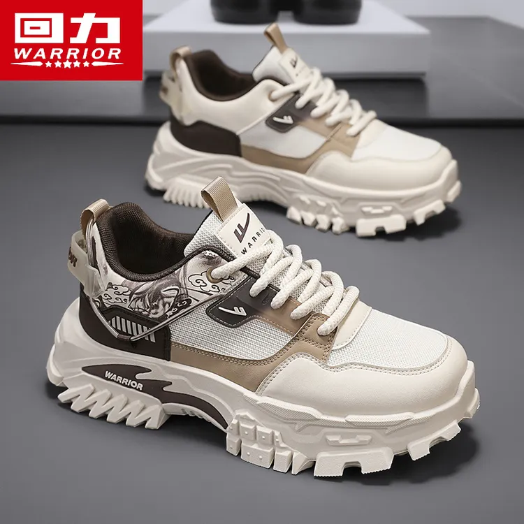 回力男鞋2025春季新款潮流百搭网面休闲运动青少年厚底增高老爹鞋