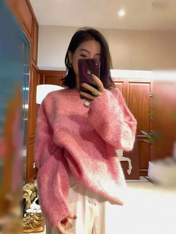 韩系复古高级感别致套头针织衫女秋冬新款洋气宽松时尚慵懒风毛衣